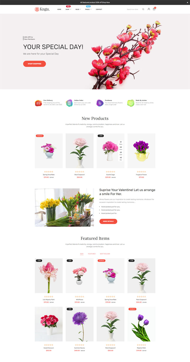 鲜花预定在线销售电商网站HTML5模板