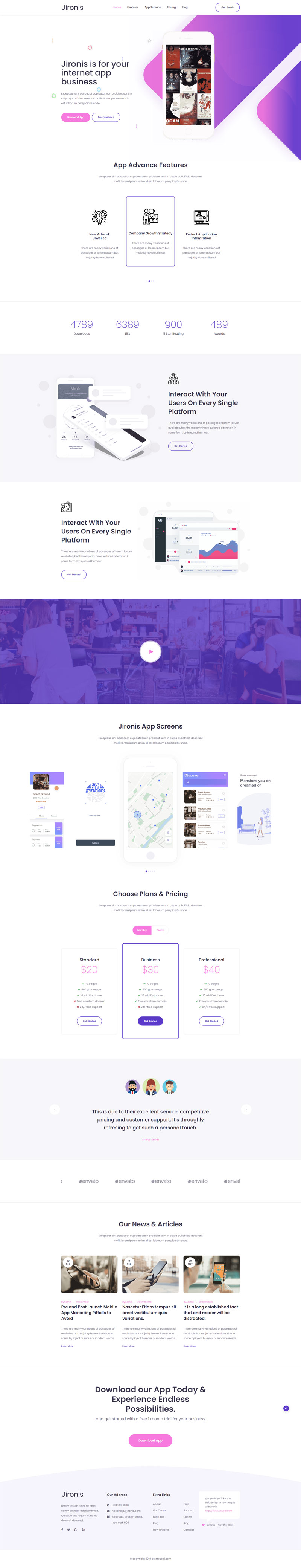 jQuery bootstraps响应式APP应用类网站模板